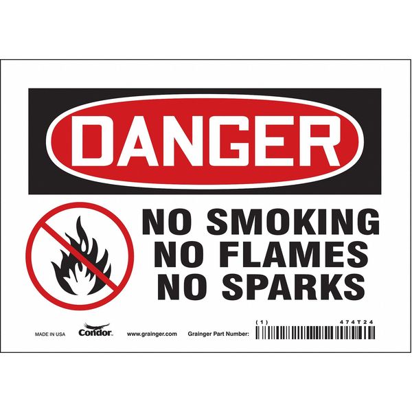 Safety Sign, 5 in H, 7 in W, Vinyl, Horizontal Rectangle, English, 474T24