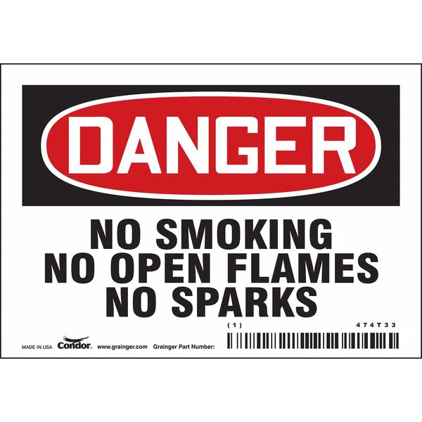 Safety Sign, 3 1/2 in H, 5 in W, Vinyl, Horizontal Rectangle, English, 474T33