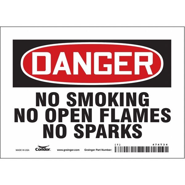 Safety Sign, 5 in H, 7 in W, Vinyl, Horizontal Rectangle, English, 474T34