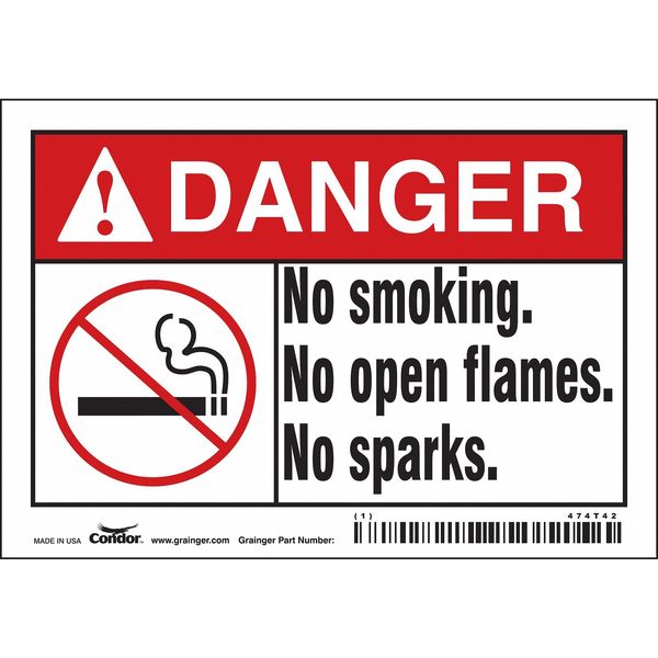 Safety Sign, 3 1/2 in H, 5 in W, Vinyl, Horizontal Rectangle, English, 474T42
