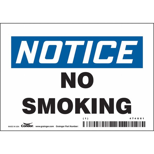 Safety Sign, 3 1/2 in H, 5 in W, Vinyl, Horizontal Rectangle, English, 474U81