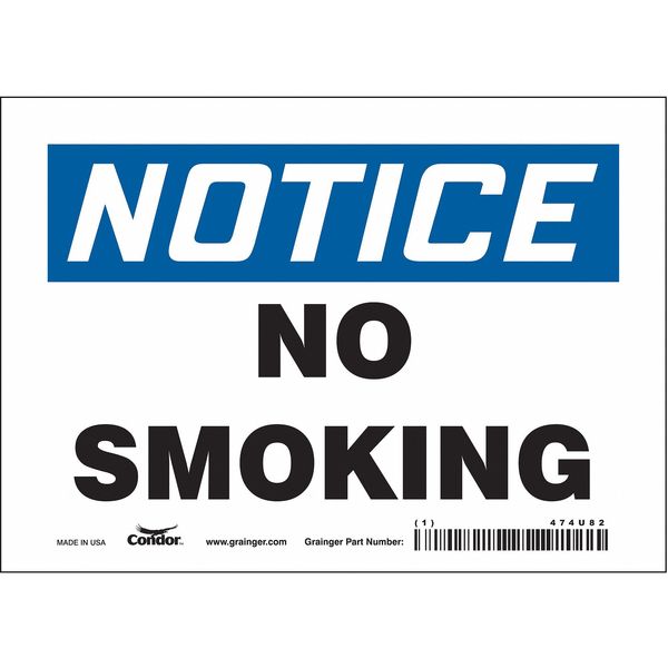 Safety Sign, 5 in H, 7 in W, Vinyl, Horizontal Rectangle, English, 474U82