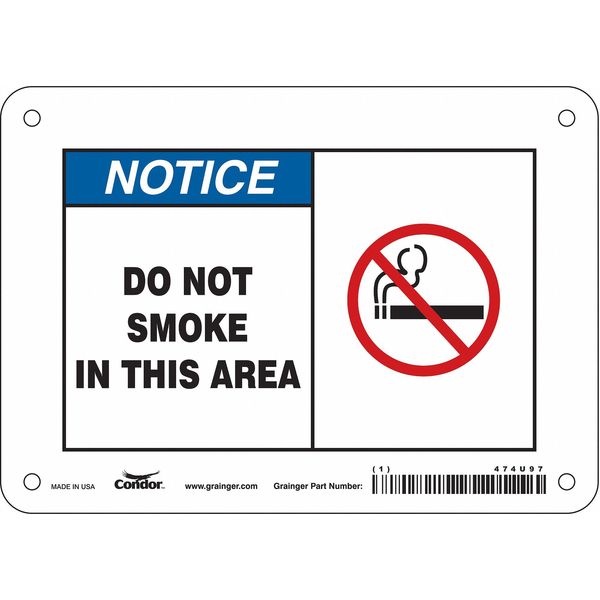 Safety Sign, 5 in H, 7 in W, Polyethylene, Horizontal Rectangle, English, 474U97