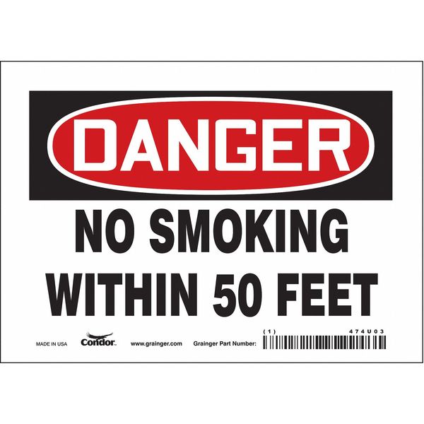 Safety Sign, 5 in H, 7 in W, Vinyl, Horizontal Rectangle, English, 474U03