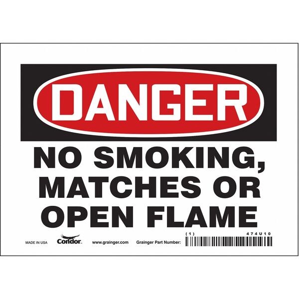Safety Sign, 5 in H, 7 in W, Vinyl, Horizontal Rectangle, English, 474U10