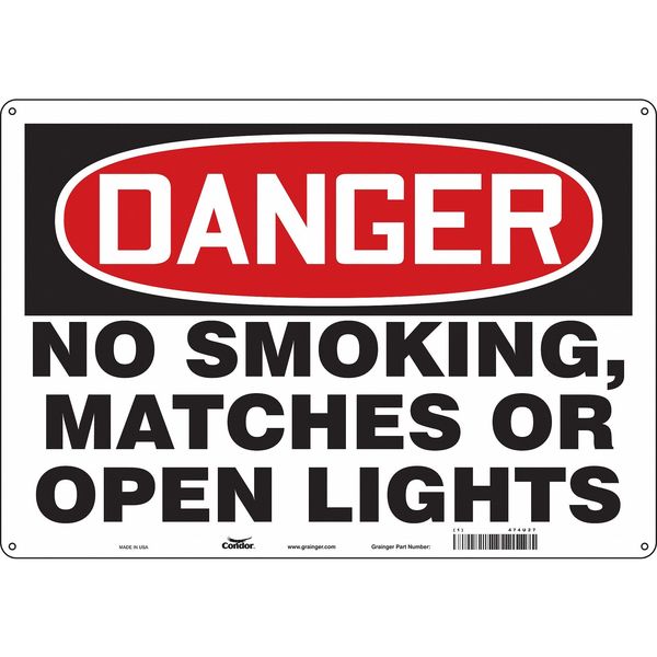 Safety Sign, 14 in H, 20 in W, Polyethylene, Horizontal Rectangle, English, 474U27