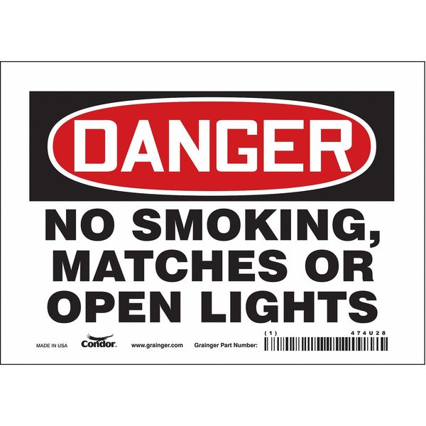 Safety Sign, 5 in H, 7 in W, Vinyl, Horizontal Rectangle, English, 474U28