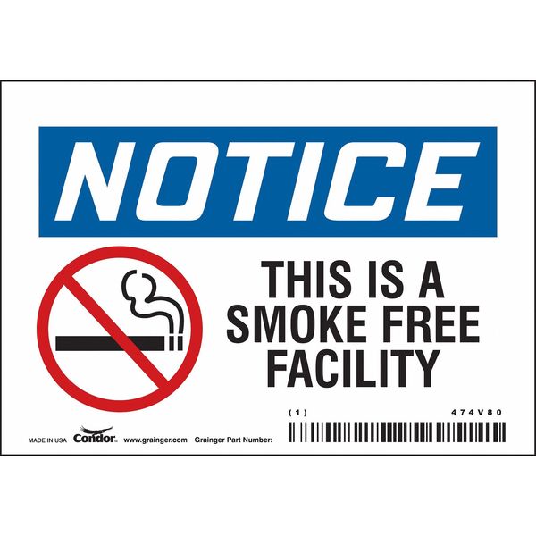 Safety Sign, 3 1/2 in H, 5 in W, Vinyl, Horizontal Rectangle, English, 474V80