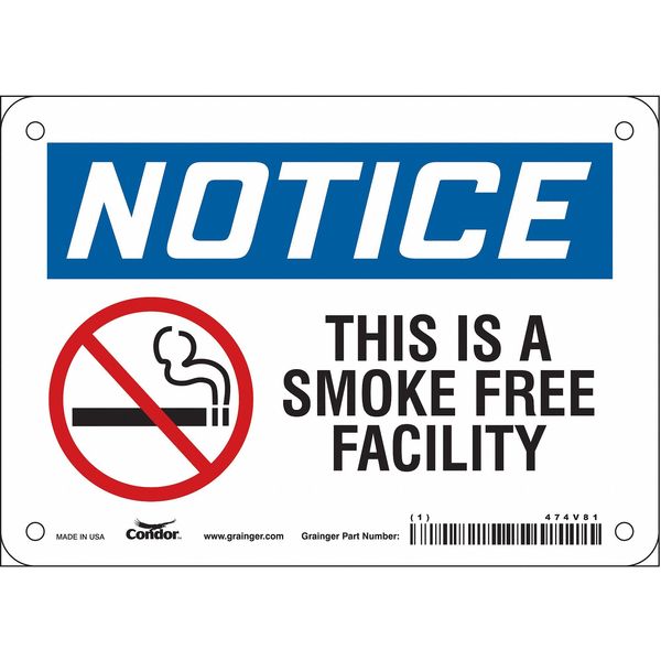Safety Sign, 5 in H, 7 in W, Vinyl, Horizontal Rectangle, English, 474V81