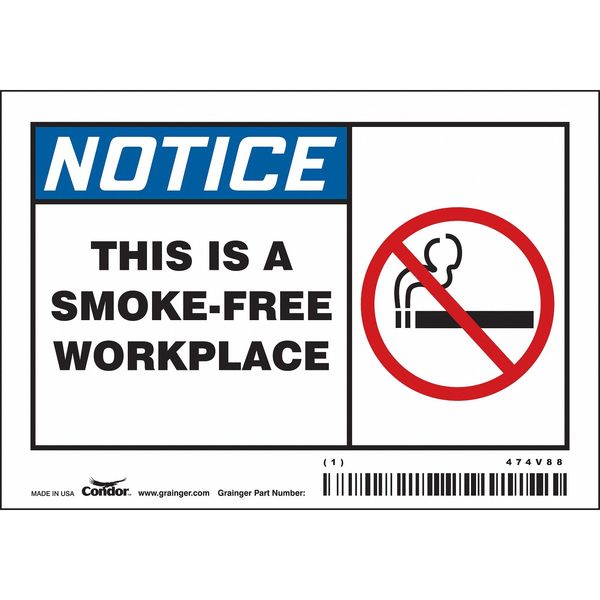 Safety Sign, 3 1/2 in H, 5 in W, Vinyl, Horizontal Rectangle, English, 474V88
