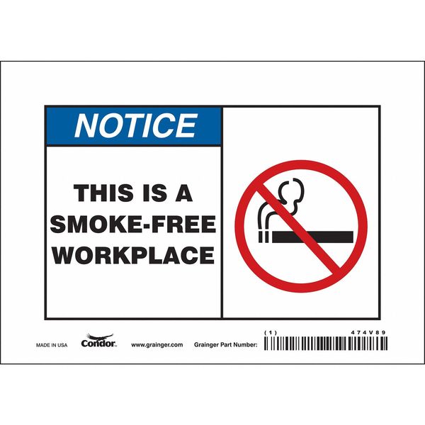 Safety Sign, 5 in H, 7 in W, Vinyl, Horizontal Rectangle, English, 474V89