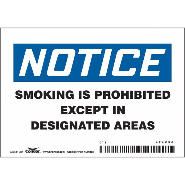 Safety Sign, 3 1/2 in H, 5 in W, Vinyl, Horizontal Rectangle, English, 474V96