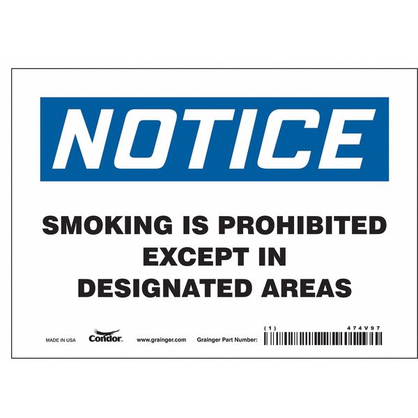 Safety Sign, 5 in H, 7 in W, Vinyl, Horizontal Rectangle, English, 474V97