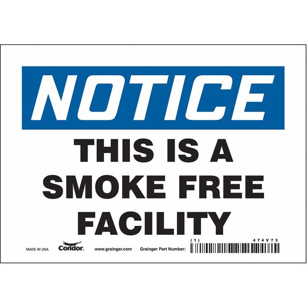 Safety Sign, 5 in H, 7 in W, Vinyl, Horizontal Rectangle, English, 474V73