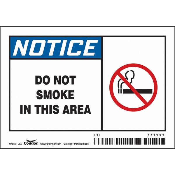 Safety Sign, 3 1/2 in H, 5 in W, Vinyl, Horizontal Rectangle, English, 474V01