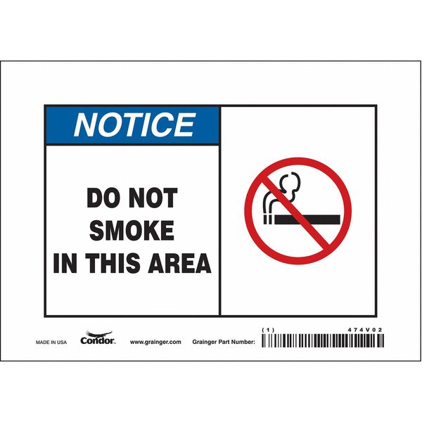 Safety Sign, 5 in H, 7 in W, Vinyl, Horizontal Rectangle, English, 474V02