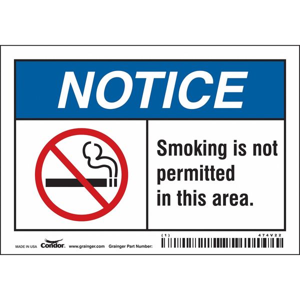 Safety Sign, 3 1/2 in H, 5 in W, Vinyl, Horizontal Rectangle, English, 474V22
