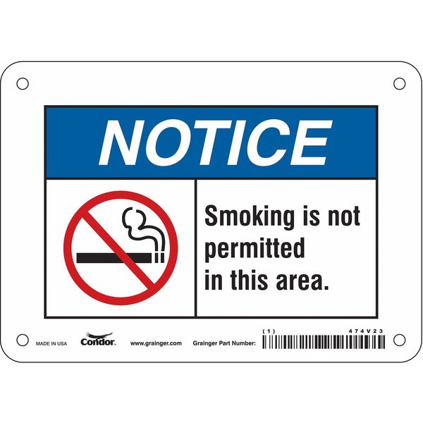 Safety Sign, 5 in H, 7 in W, Vinyl, Horizontal Rectangle, English, 474V23