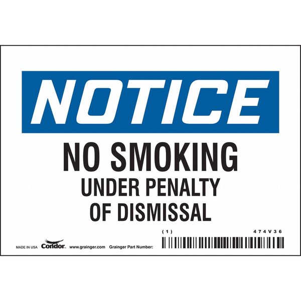 Safety Sign, 3 1/2 in H, 5 in W, Vinyl, Horizontal Rectangle, English, 474V36