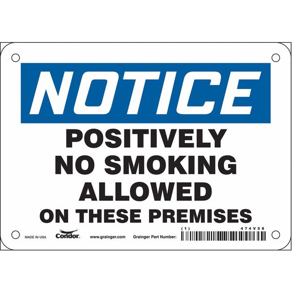 Safety Sign, 5 in H, 7 in W, Vinyl, Horizontal Rectangle, English, 474V58