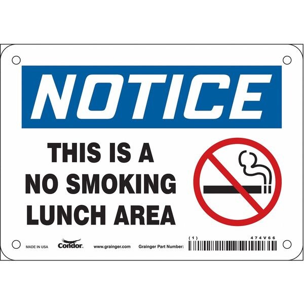 Safety Sign, 5 in H, 7 in W, Vinyl, Horizontal Rectangle, English, 474V66