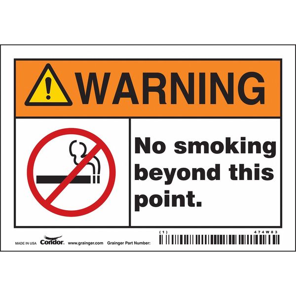 Safety Sign, 3 1/2 in H, 5 in W, Vinyl, Horizontal Rectangle, English, 474W83