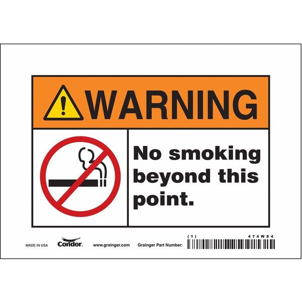 Safety Sign, 5 in H, 7 in W, Vinyl, Horizontal Rectangle, English, 474W84