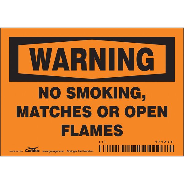 Safety Sign, 3 1/2 in H, 5 in W, Vinyl, Horizontal Rectangle, English, 474X35