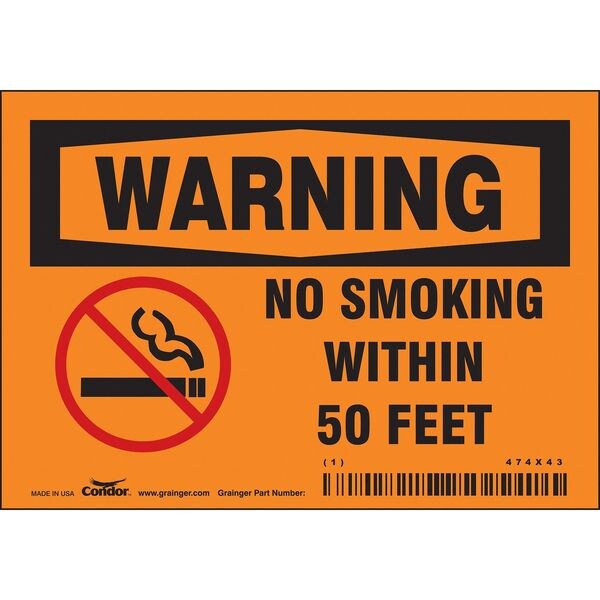 Safety Sign, 3 1/2 in H, 5 in W, Vinyl, Horizontal Rectangle, English, 474X43