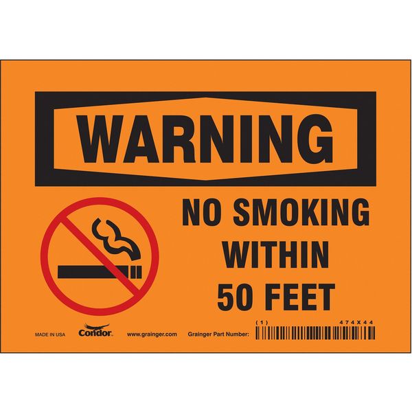 Safety Sign, 5 in H, 7 in W, Vinyl, Horizontal Rectangle, English, 474X44