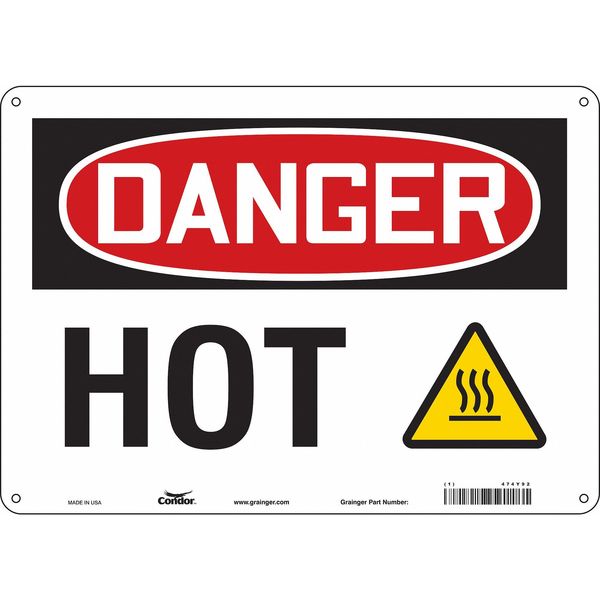 Safety Sign, 10 in Height, 14 in Width, Polyethylene, Horizontal Rectangle, English, 474Y92