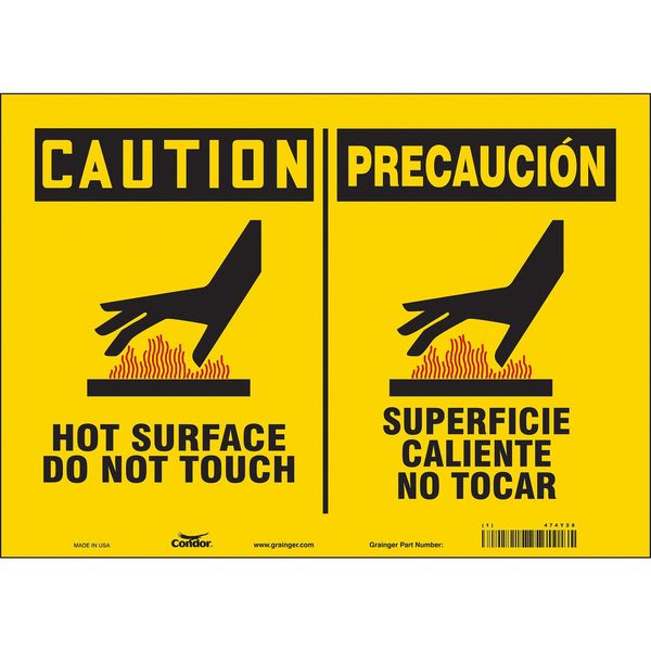 Danger Sign, 10 in H, 14 in W, Vinyl, Horizontal Rectangle, English, Spanish, 474Y28