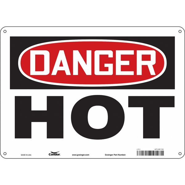 Danger Sign, 10 in H, 14 in W, Polyethylene, Horizontal Rectangle, English, 474Z18