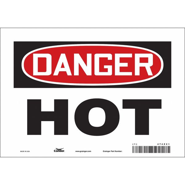 Danger Sign, 7 in H, 10 in W, Vinyl, Vertical Rectangle, English, 474Z21