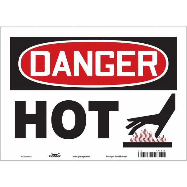 Danger Sign, 10 in H, 14 in W, Vinyl, Horizontal Rectangle, English, 474Z28
