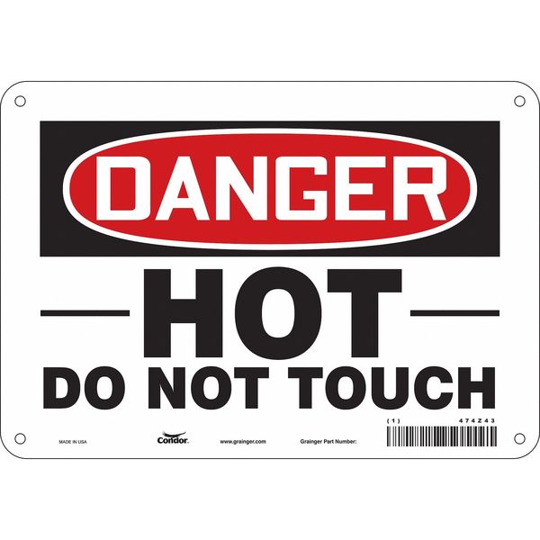 Danger Sign, 7 in H, 10 in W, Polyethylene, Vertical Rectangle, English, 474Z43