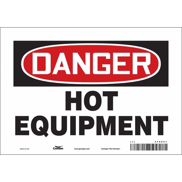 Danger Sign, 7 in H, 10 in W, Vinyl, Vertical Rectangle, English, 474Z51