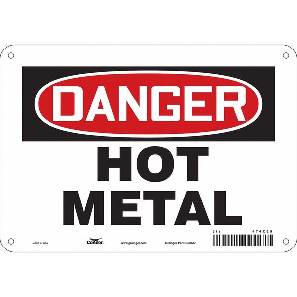 Safety Sign, 7 in Height, 10 in Width, Polyethylene, Vertical Rectangle, English, 474Z55