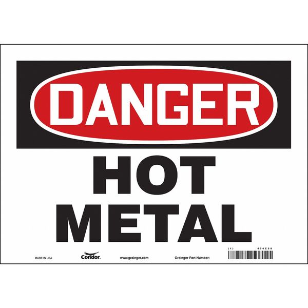 Safety Sign, 10 in Height, 14 in Width, Vinyl, Horizontal Rectangle, English, 474Z58