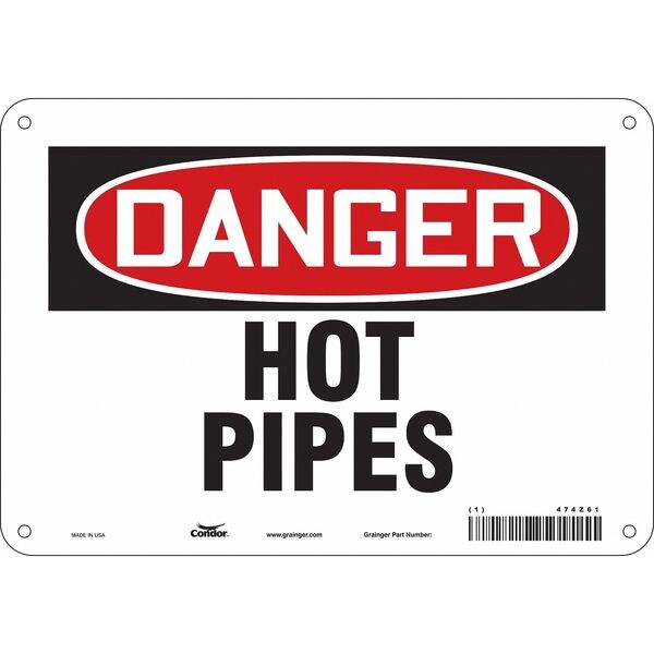 Danger Sign, 7 in H, 10 in W, Polyethylene, Vertical Rectangle, English, 474Z61