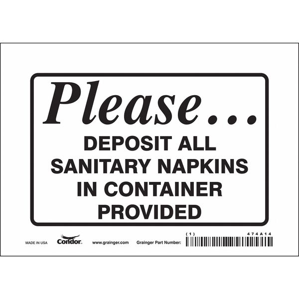 Restroom Sign, 5 in Height, 7 in Width, Vinyl, Horizontal Rectangle, English