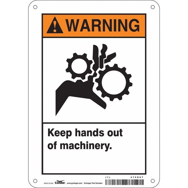 Safety Sign, 10 in Height, 7 in Width, Polyethylene, Horizontal Rectangle, English, 475D87