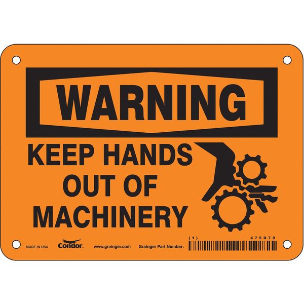 Safety Sign, 5 in Height, 7 in Width, Polyethylene, Horizontal Rectangle, English