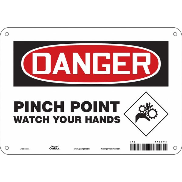 Safety Sign, 7 in Height, 10 in Width, Polyethylene, Vertical Rectangle, English, 475D05