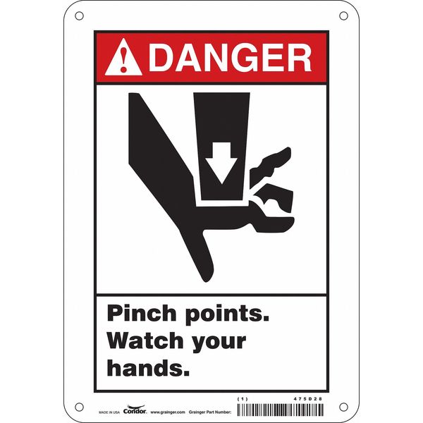 Safety Sign, 10 in Height, 7 in Width, Polyethylene, Horizontal Rectangle, English, 475D28