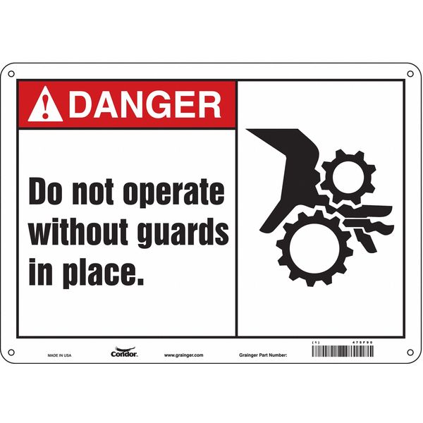 Safety Sign, 10 in Height, 14 in Width, Polyethylene, Horizontal Rectangle, English, 475F90