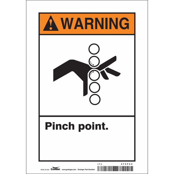 Safety Sign, 10 in Height, 7 in Width, Vinyl, Horizontal Rectangle, English, 475F02