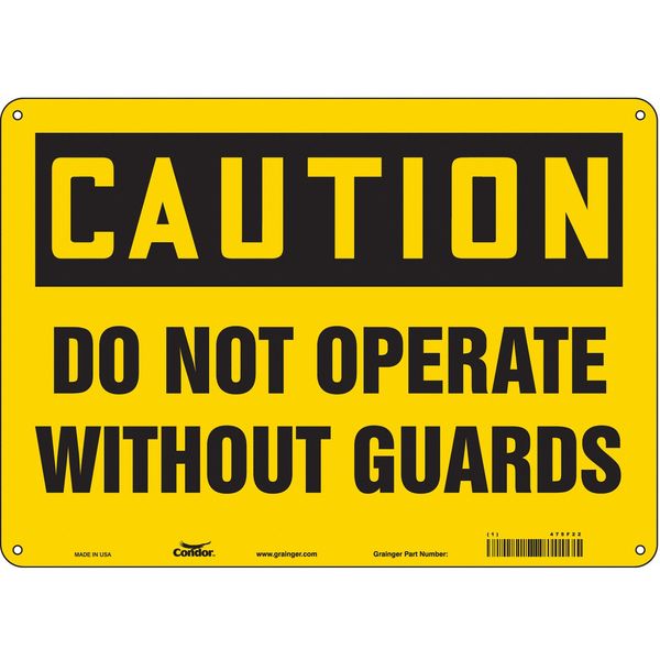 Safety Sign, 10 in Height, 14 in Width, Polyethylene, Horizontal Rectangle, English, 475F22
