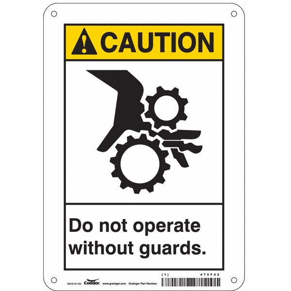 Safety Sign, 10 in Height, 7 in Width, Polyethylene, Horizontal Rectangle, English, 475F42