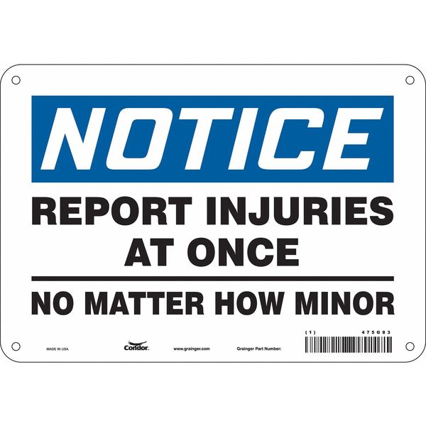Safety Sign, 7 in Height, 10 in Width, Polyethylene, Vertical Rectangle, English, 475G83